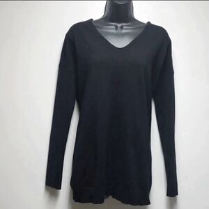 Lunik Black Open Back Surplice Sweater Size Small